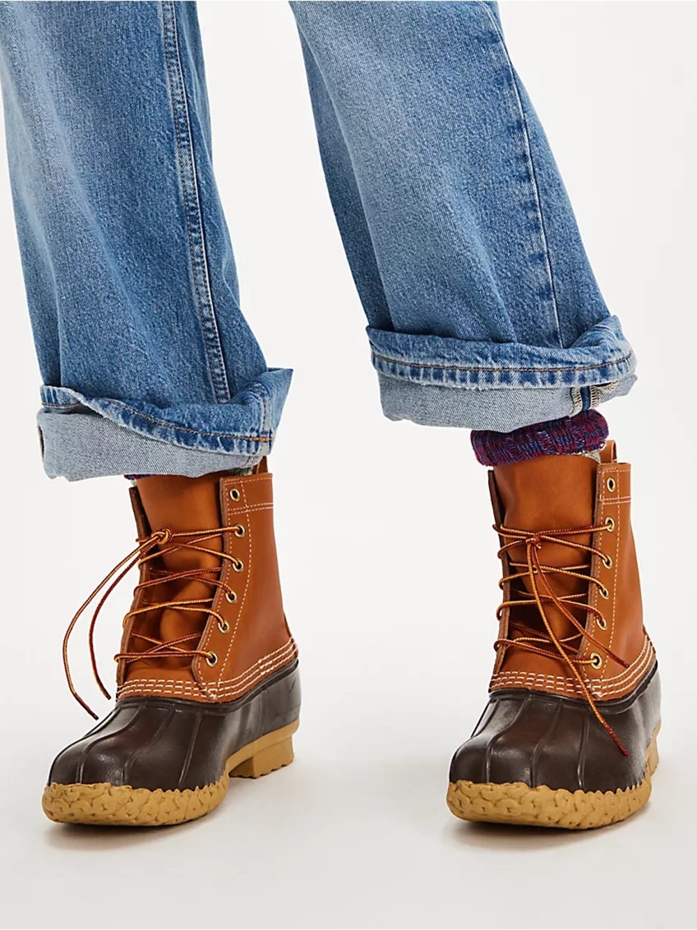 L.L. Bean Women's Bean Boots, 8" Shearling-Lined Insulated Duck brown leather 9 - Picture 2 of 11